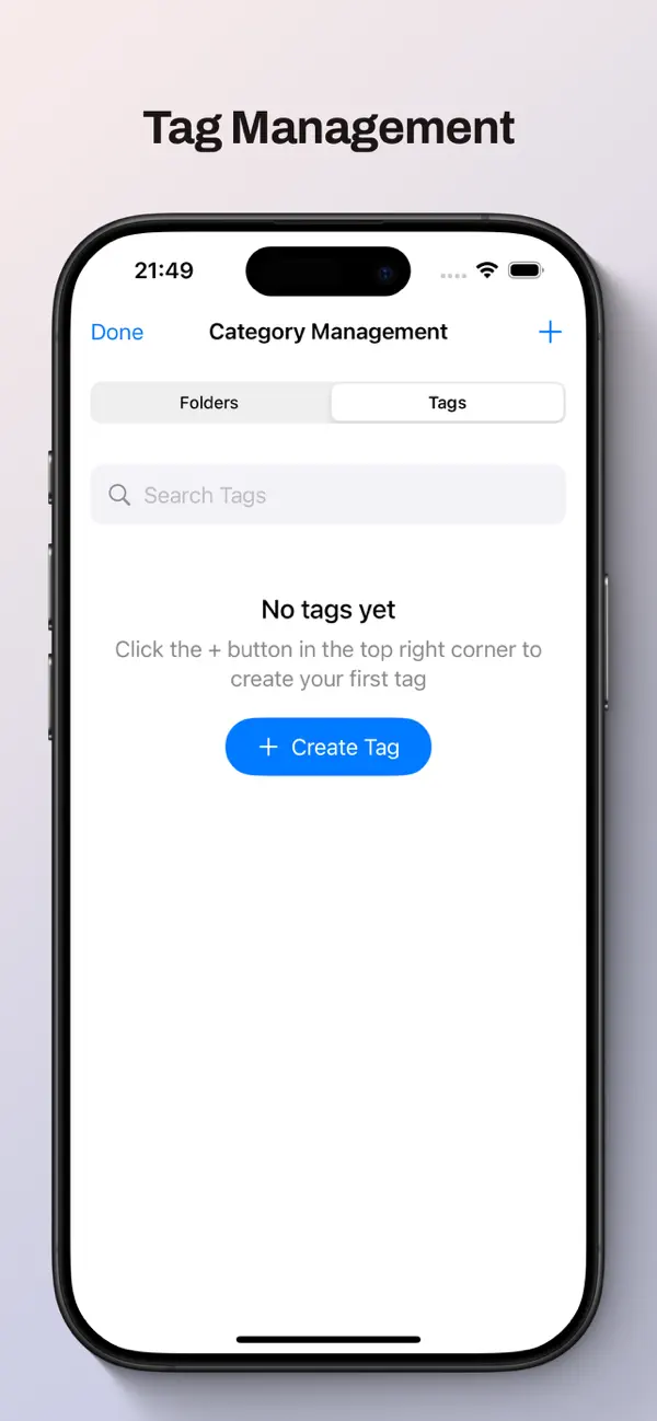 Local Password Manager tag management screenshot from the App Store